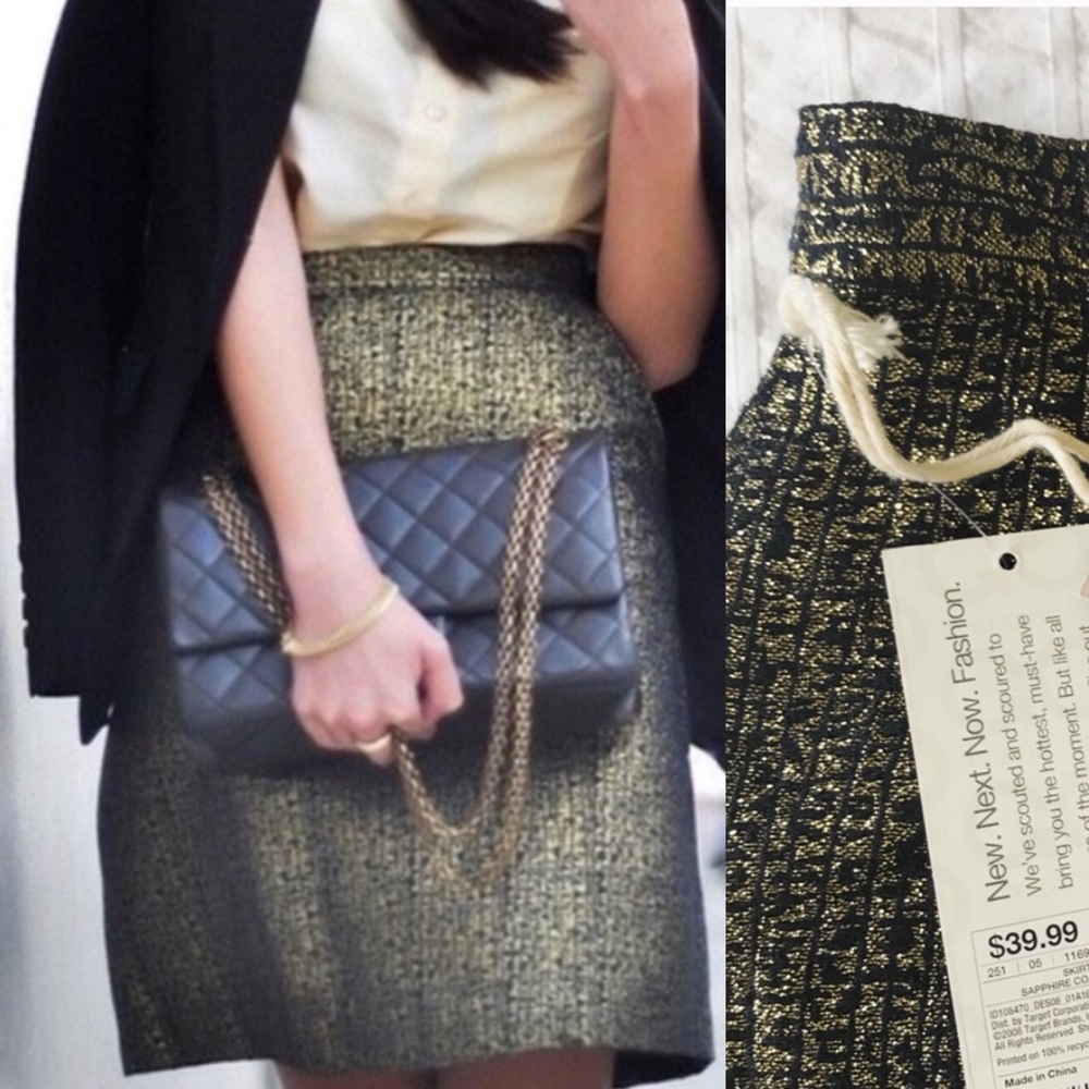 Gold metallic pencil skirt // Tucker for Target